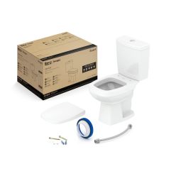 Kit de bacia com caixa acoplada 3/6 litros, assento polipropileno com amortecedor e itens de instalação Avant Branco