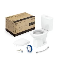 Kit de bacia com caixa acoplada 3/6 litros, assento polipropileno com amortecedor e itens de instalação Thema Branco