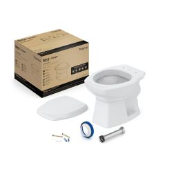 Kit de bacia convencional, assento polipropileno com queda amortecida e itens de instalação Thema Cinza Platina