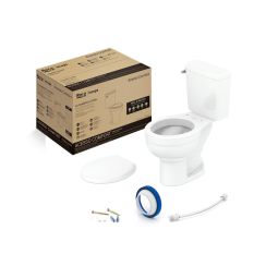 Kit de bacia com caixa acoplada 3/6 litros com acionamento lateral, assento polipropileno  com amortecedor e itens de instalação Acesso Comfort Branco