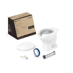 Kit de bacia convencional com abertura frontal, assento polipropileno com queda amortecida e itens de instalação Acesso Branco