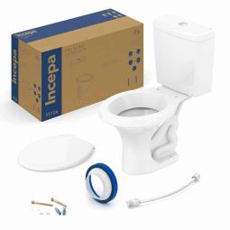 Kit de bacia com caixa acoplada 6 litros, assento polipropileno e itens de instalação Zip Branco