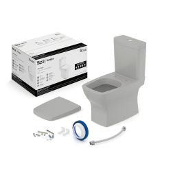 Kit de bacia com caixa acoplada 3/6 litros, assento termofixo com queda amortecida e itens de instalação Boss Stone