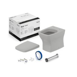 Kit de bacia convencional, assento termofixo com queda amortecida e itens de instalação Boss Stone
