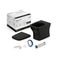 Kit de bacia convencional, assento termofixo com queda amortecida e itens de instalação Boss Matte Black