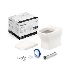 Kit de bacia convencional, assento termofixo com queda amortecida e itens de instalação Boss Beige