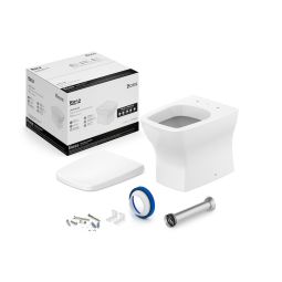 Kit de bacia convencional, assento termofixo com queda amortecida e itens de instalação Boss Branco