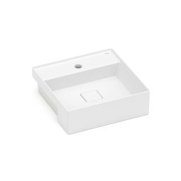 Cuba de semiencaixe quadrada 400x400 com mesa Terra T10 Blanco Matte