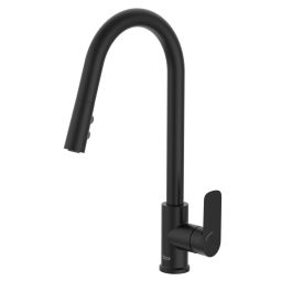 Monocomando para cozinha de mesa com bica extraível em U e duas funções Cala Matte Black