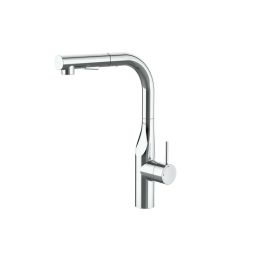 Monocomando para cozinha de mesa com bica extraível em L Glera Cromado