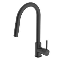 Monocomando para cozinha de mesa com bica extraível em U e duas funções Prática Matte Black