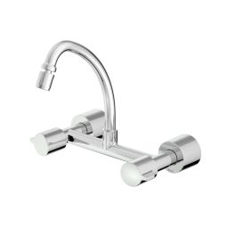 Misturador para cozinha de parede com bica móvel e arejador articulado Fit Cromado