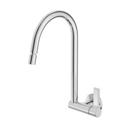 Torneira para cozinha de parede com bica móvel e arejador articulado Lix Cromado