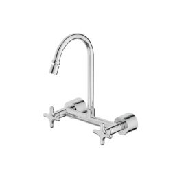 Misturador para cozinha de parede com bica móvel e arejador articulado Cross Cromado