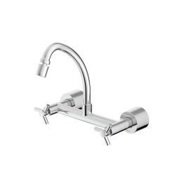 Misturador para cozinha de parede com bica móvel e arejador articulado Roca One Cromado