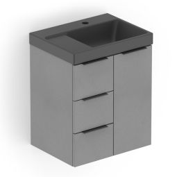 Kit de gabinete com gaveta e porta 500X380 Plata e  com cuba Optica L50 Matte Black