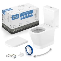 Kit de bacia com caixa acoplada 3/6 litros, assento termofixo com queda amortecida e itens de instalação Gap Branco