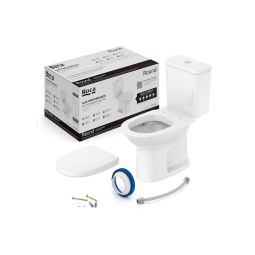 Kit de bacia com caixa acoplada 3/6 litros, assento polipropileno com amortecedor e itens de instalação Round Branco