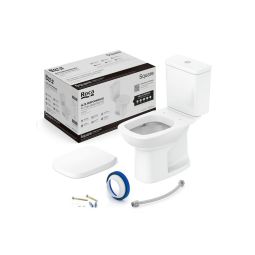 Kit de bacia com caixa acoplada 3/6 litros, assento polipropileno com amortecedor e itens de instalação Square Branco