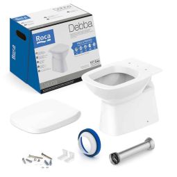 Kit de bacia convencional, assento termofixo com queda amortecida e itens de instalação Debba Classic Branco