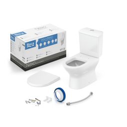 Kit de bacia com caixa acoplada 3/6 litros, assento termofixo com queda amortecida e itens de instalação Nexo Branco