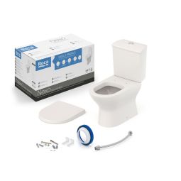 Kit de bacia com caixa acoplada 3/6 litros, assento termofixo com queda amortecida e itens de instalação Nexo Beige
