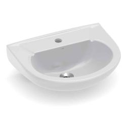 Lavatório para coluna 470x395 com furo central sem ladrão Saveiro e Azalea Cinza Prata