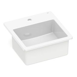 Cuba de sobrepor quadrada 420x420 com mesa Basic Q8 Branco