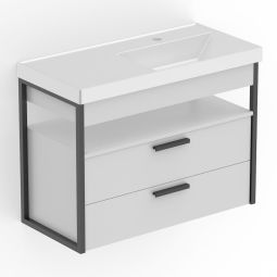Gabinete 2 gavetas 800x 380 Quadri com cuba de sobrepor Branco