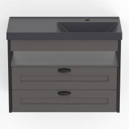 Gabinete 2 gavetas 800x380 Trya Stone com cuba de sobrepor Matte Black
