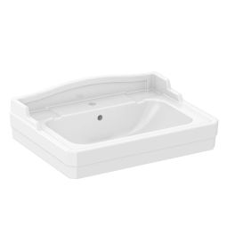 Lavatório para coluna 615x425 com furo central com ladrão Classica Branco