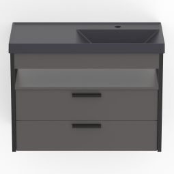 Gabinete 2 gavetas 800x380 Quadri Stone com cuba de sobrepor Matte Black
