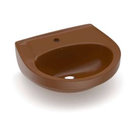 Lavatório para coluna 470x425 com furo central sem ladrão Parati Ocre