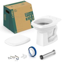 Kit de bacia convencional, assento polipropileno e itens de instalação Like Branco