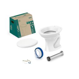 Kit de bacia convencional, assento polipropileno e itens de instalação Saveiro Branco