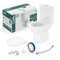 Kit de bacia com caixa acoplada Ecoflush 3/6 litros, assento termofixo com amortecedor e itens de instalação Smart Branco