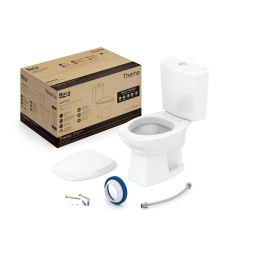 Kit de bacia com caixa acoplada 3/6 litros, assento polipropileno com amortecedor e itens de instalação Thema Branco