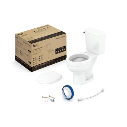 Kit de bacia com caixa acoplada 3/6 litros com acionamento lateral, assento polipropileno  com amortecedor e itens de instalação Acesso Comfort Branco