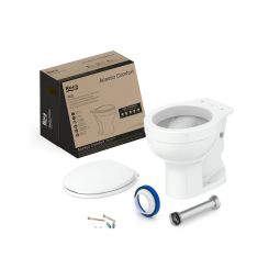Kit de bacia convencional, assento polipropileno com queda amortecida e itens de instalação Acesso Comfort Branco
