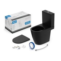 Kit de bacia com caixa acoplada, assento termofixo com queda amortecida e itens de instalação Ona Matte Black