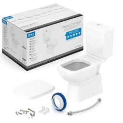 Kit de bacia com caixa acoplada 3/6 litros, assento polipropileno com amortecedor e itens de instalação Debba Comfort Branco