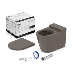 Kit de bacia convencional, assento termofixo com amortecedor e itens de instalação Inspira Round Café
