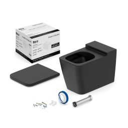 Kit de bacia convencional, assento termofixo com amortecedor e itens de instalação Inspira Square Matte Black