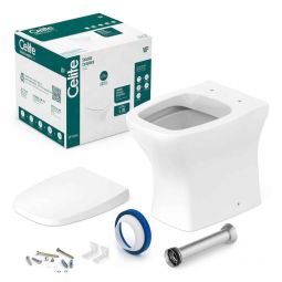 Kit de bacia convencional rimless com assento PP softclose e itens de instalação Vip