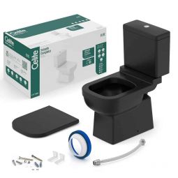 Kit de bacia com caixa, assento termofixo e complementos de instalação Elite