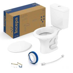 Kit de bacia com caixa acoplada 3/6L e itens de instalação Zip