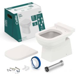 Kit de bacia convencional, assento termofixo e complementos de instalação Elite