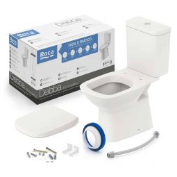 Kit de bacia com caixa acoplada com assento termofixo e itens de instalação Debba Classic