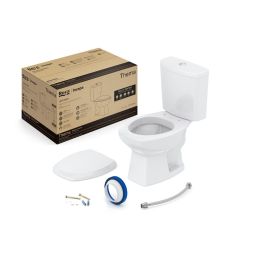 Kit de bacia com caixa, assento PP com queda amortecida e itens de instalação Thema