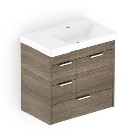 Kit de gabinete com 3 gavetas e 1 porta 60x36 com lavatório integrado Net